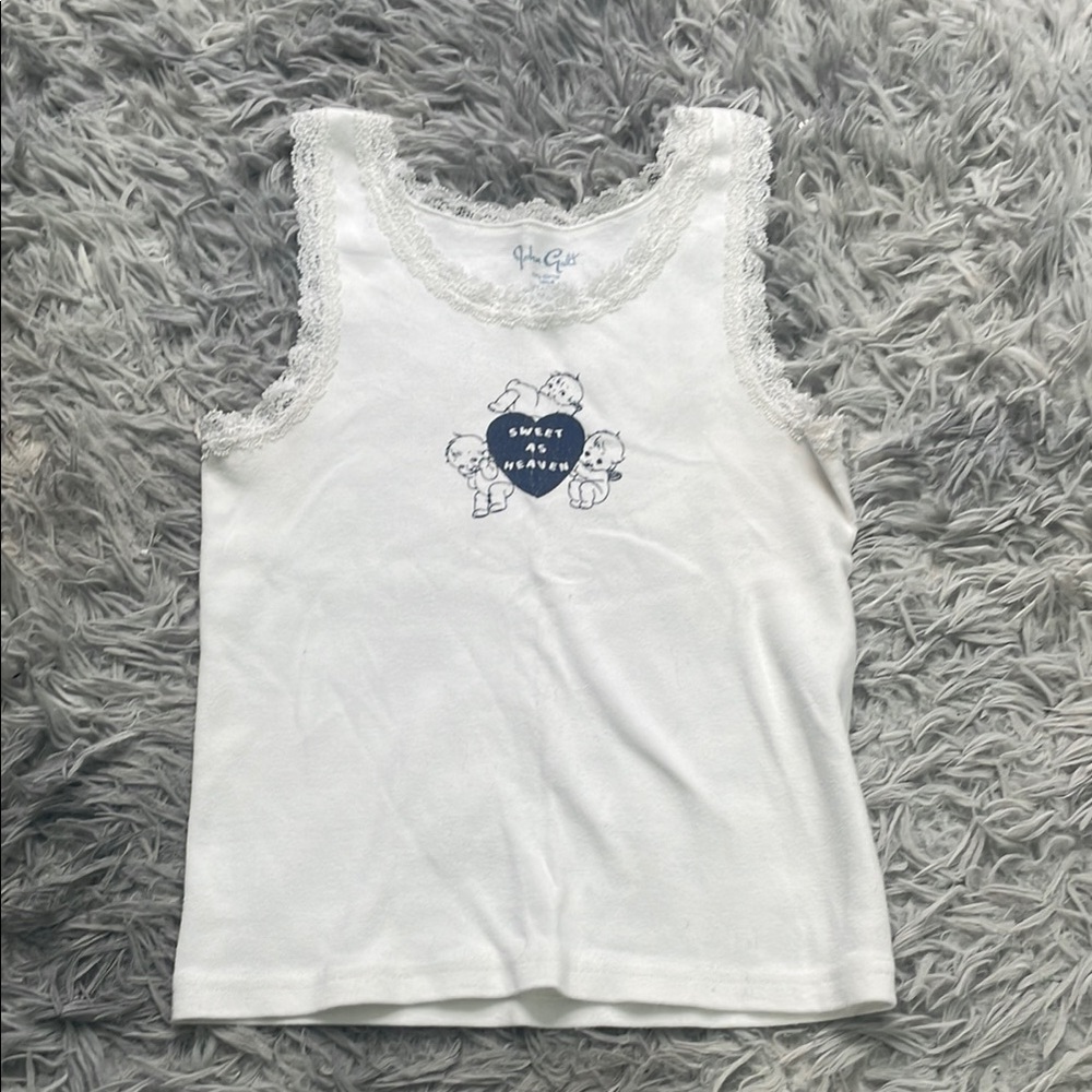 Tank Top with Lace Trim - Brandy Melville